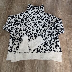 UGG Black and White Leopard Turtleneck Sweater